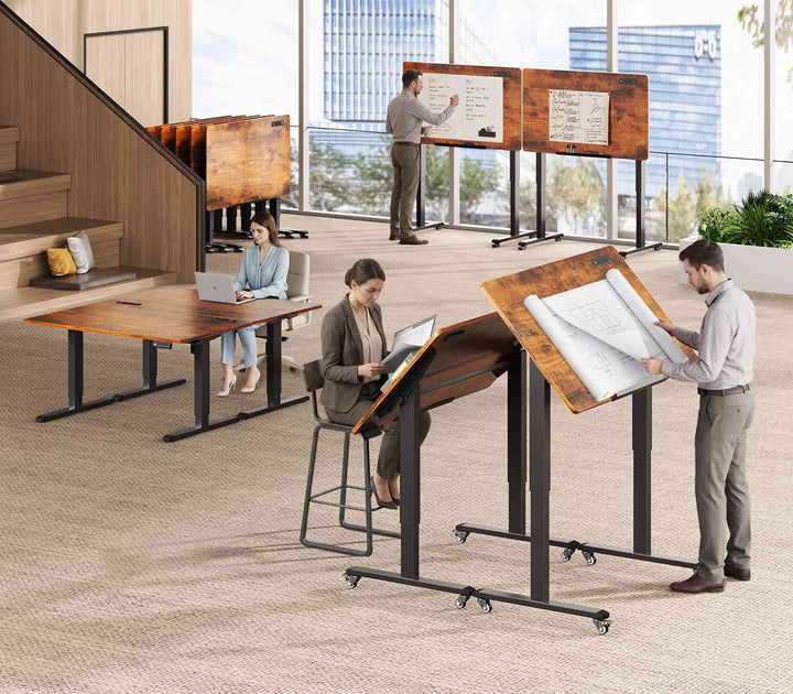 SEDETA® 31.5 Inch Foldable Electric Height Adjustable Desk 180° Tiltable Mobile Rising Computer Desk with Wheels for Drawing Writing Gaming