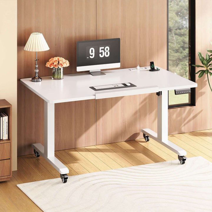 SEDETA® 31.5 Inch Foldable Electric Height Adjustable Desk 180° Tiltable Mobile Rising Computer Desk with Wheels for Drawing Writing Gaming