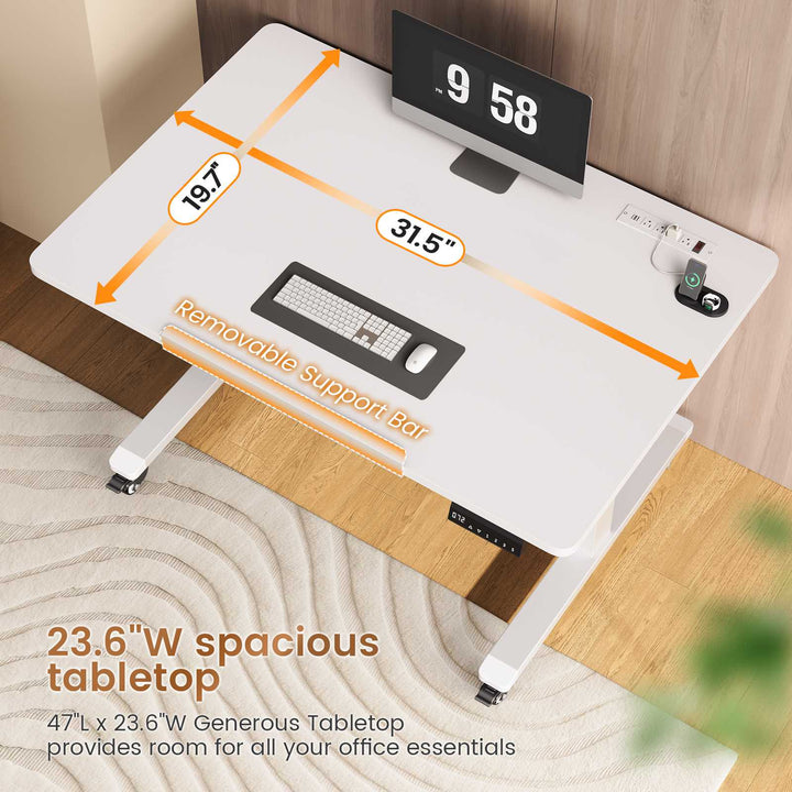 SEDETA® 31.5 Inch Foldable Electric Height Adjustable Desk 180° Tiltable Mobile Rising Computer Desk with Wheels for Drawing Writing Gaming