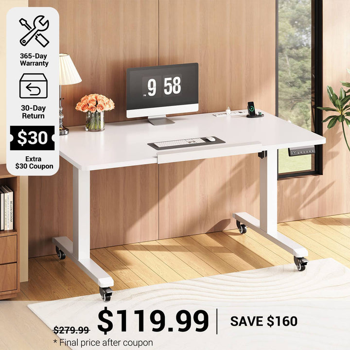 SEDETA® 31.5 Inch Foldable Electric Height Adjustable Desk 180° Tiltable Mobile Rising Computer Desk with Wheels for Drawing Writing Gaming