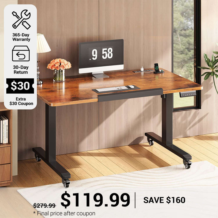 SEDETA® 31.5 Inch Foldable Electric Height Adjustable Desk 180° Tiltable Mobile Rising Computer Desk with Wheels for Drawing Writing Gaming