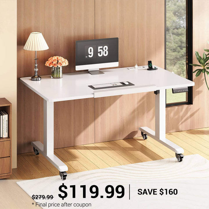 SEDETA® 31.5 Inch Foldable Electric Height Adjustable Desk 180° Tiltable Mobile Rising Computer Desk with Wheels for Drawing Writing Gaming