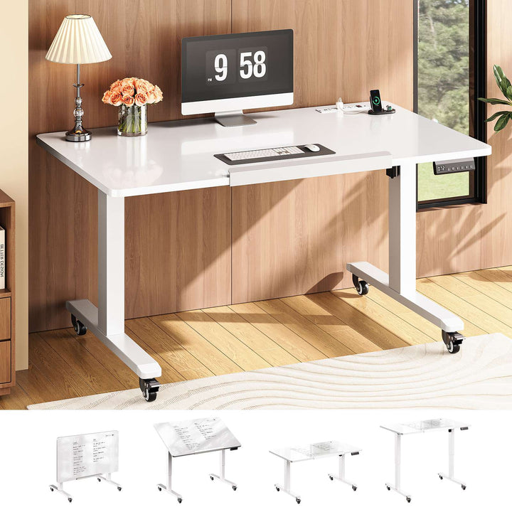 SEDETA® 47 Inch Foldable Height Adjustable Desk with Wheels Electric Standing Desk 180° Tiltable Mobile Rising Computer Desk  for Drawing Writing Gaming