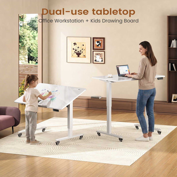SEDETA® 47 Inch Foldable Height Adjustable Desk with Wheels Electric Standing Desk 180° Tiltable Mobile Rising Computer Desk  for Drawing Writing Gaming