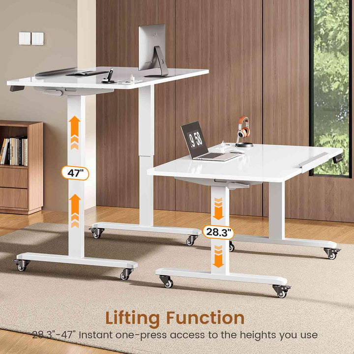 SEDETA® 47 Inch Foldable Height Adjustable Desk with Wheels Electric Standing Desk 180° Tiltable Mobile Rising Computer Desk  for Drawing Writing Gaming