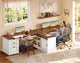 SEDETA | 110.2 Inch T Shaped Office Desk with 6 Drawers Storage Shelves Farmhouse Two Person Desk with Power Strip 2 Person Desk with 2 Sliding Barn Doors for Home Office