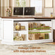 SEDETA | 110.2 Inch T Shaped Office Desk with 6 Drawers Storage Shelves Farmhouse Two Person Desk with Power Strip 2 Person Desk with 2 Sliding Barn Doors for Home Office