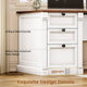 SEDETA | 110.2 Inch T Shaped Office Desk with 6 Drawers Storage Shelves Farmhouse Two Person Desk with Power Strip 2 Person Desk with 2 Sliding Barn Doors for Home Office