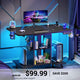 SEDETA 31.5 Inch Small Standing Gaming Desk Rolling Computer PC Desk Height Adjustable with Power Outlet Pegboard Storage Shelves RGB LED Light