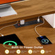 SEDETA 63 Inch Farmhouse Office Desk with 5 Drawers Executive Computer Desk with LED Lights Monitor Stand Wood Home Office Desk with 2 Printer Stand Power Outlet