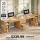 SEDETA 96.5 Inch Fluted Computer Desk with Drawers 2 Person Home Office Desk Gaming Double Desk with Storage Shelves Long Two Person Writing Desk