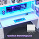 SEDETA | 78.7 Inch Gaming Desk with LED Lights Storage Shelves Computer Desk with 8 Drawers Monitor Stand Ergonomic Gaming Table with Hutch