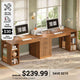 SEDETA 96.5 Inch Fluted Computer Desk with Drawers 2 Person Home Office Desk Gaming Double Desk with Storage Shelves Long Two Person Writing Desk