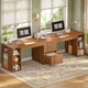 SEDETA | 96.5 Inch Fluted Long Two Person Desk with 3 Drawers Computer Desk with Storage Shelves for Home Office