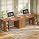 SEDETA | 96.5 Inch Fluted Long Two Person Desk with 3 Drawers Computer Desk with Storage Shelves for Home Office