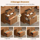 SEDETA | 96.5 Inch Fluted Long Two Person Desk with 3 Drawers Computer Desk with Storage Shelves for Home Office