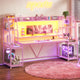 SEDETA 78.8 Inch Gaming Desk  with LED Lights Hutch Storage Shelves