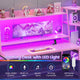 SEDETA 78.8 Inch Gaming Desk  with LED Lights Hutch Storage Shelves