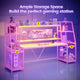 SEDETA 78.8 Inch Gaming Desk  with LED Lights Hutch Storage Shelves
