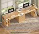 SEDETA | 96.5 Inch Fluted Long Two Person Desk with 3 Drawers Computer Desk with Storage Shelves for Home Office