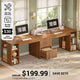 SEDETA® 96.5 Inch Fluted Two Person Computer Desk with 3 Drawers Long Writing Desk with Storage Shelves for Home Office