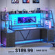 SEDETA | 78.7 Inch Gaming Desk with LED Lights Storage Shelves Computer Desk with 8 Drawers Monitor Stand Ergonomic Gaming Table with Hutch