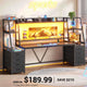 SEDETA | 78.7 Inch Gaming Desk with LED Lights Storage Shelves Computer Desk with 8 Drawers Monitor Stand Ergonomic Gaming Table with Hutch