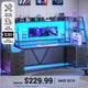 SEDETA 78.7 Inch Gaming Desk with LED Lights 8 Drawers and Storage Shelves Computer Desk with Monitor Stand