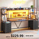 SEDETA 78.7 Inch Gaming Desk with LED Lights 8 Drawers and Storage Shelves Computer Desk with Monitor Stand