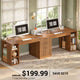 SEDETA | 96.5 Inch Fluted Long Two Person Desk with 3 Drawers Computer Desk with Storage Shelves for Home Office