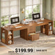 SEDETA | 96.5 Inch Fluted Long Two Person Desk with 3 Drawers Computer Desk with Storage Shelves for Home Office