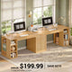 SEDETA | 96.5 Inch Fluted Long Two Person Desk with 3 Drawers Computer Desk with Storage Shelves for Home Office
