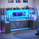SEDETA | 78.7 Inch Gaming Desk with LED Lights Storage Shelves Computer Desk with 8 Drawers Monitor Stand Ergonomic Gaming Table with Hutch
