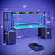 SEDETA | 78.7 Inch Gaming Desk with LED Lights Storage Shelves Computer Desk with 8 Drawers Monitor Stand Ergonomic Gaming Table with Hutch