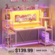 SEDETA 65.7 Inch Gaming Desk Large PC Gamer Desk Workstation with LED Lights