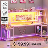 SEDETA® 78.8 Inch LED Gaming Desk Ergonomic Computer Table with Hutch