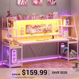 SEDETA | 78.8 Inch LED Ergonomic Gaming Table with Storage Shelves