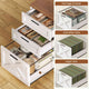 SEDETA | 55.1 Inch Executive Computer Desk with Storage Cabinet and Shelves Farmhouse Desk with 3 Drawers LED Lights Office Desk with Hutch Wood Home Office Desk with Power Outlet