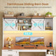 SEDETA | 55.1 Inch Executive Computer Desk with Storage Cabinet and Shelves Farmhouse Desk with 3 Drawers LED Lights Office Desk with Hutch Wood Home Office Desk with Power Outlet