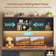 SEDETA | 55.1 Inch Executive Computer Desk with Storage Cabinet and Shelves Farmhouse Desk with 3 Drawers LED Lights Office Desk with Hutch Wood Home Office Desk with Power Outlet