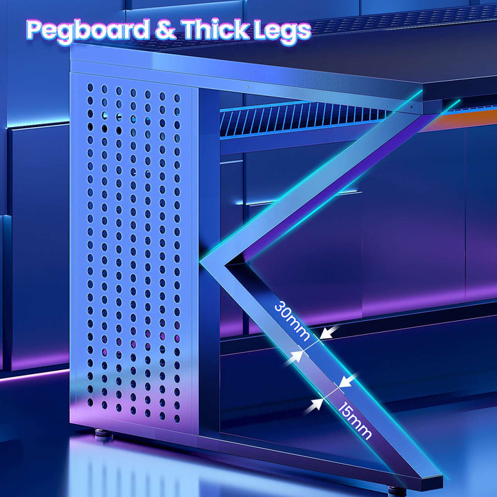 SEDETA® 63 Inch L Shaped Gaming Desk with LED Lights 4 Drawers Corner Office Desk with  Acrylic Cabinet Executive Computer Desk for Home Office