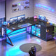 SEDETA® 63 Inch L Shaped Gaming Desk with LED Lights 4 Drawers Corner Office Desk with  Acrylic Cabinet Executive Computer Desk for Home Office