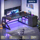 SEDETA® 63 Inch L Shaped Gaming Desk with LED Lights 4 Drawers Corner Office Desk with  Acrylic Cabinet Executive Computer Desk for Home Office