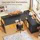SEDETA® 63 Inch L Shaped Gaming Desk with LED Lights 4 Drawers Corner Office Desk with  Acrylic Cabinet Executive Computer Desk for Home Office