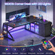 SEDETA® 63 Inch L Shaped Gaming Desk with LED Lights 4 Drawers Corner Office Desk with  Acrylic Cabinet Executive Computer Desk for Home Office