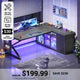 SEDETA® 63 Inch L Shaped Gaming Desk with LED Lights 4 Drawers Corner Office Desk with  Acrylic Cabinet Executive Computer Desk for Home Office