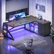SEDETA® 63 Inch L Shaped Gaming Desk with LED Lights 4 Drawers Corner Office Desk with  Acrylic Cabinet Executive Computer Desk for Home Office