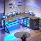 SEDETA® 63 Inch L Shaped Gaming Desk with LED Lights 4 Drawers Corner Office Desk with  Acrylic Cabinet Executive Computer Desk for Home Office