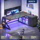 SEDETA® 63 Inch L Shaped Gaming Desk with LED Lights 4 Drawers Corner Office Desk with  Acrylic Cabinet Executive Computer Desk for Home Office