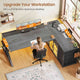 SEDETA® 63 Inch L Shaped Gaming Desk with LED Lights 4 Drawers Corner Office Desk with  Acrylic Cabinet Executive Computer Desk for Home Office